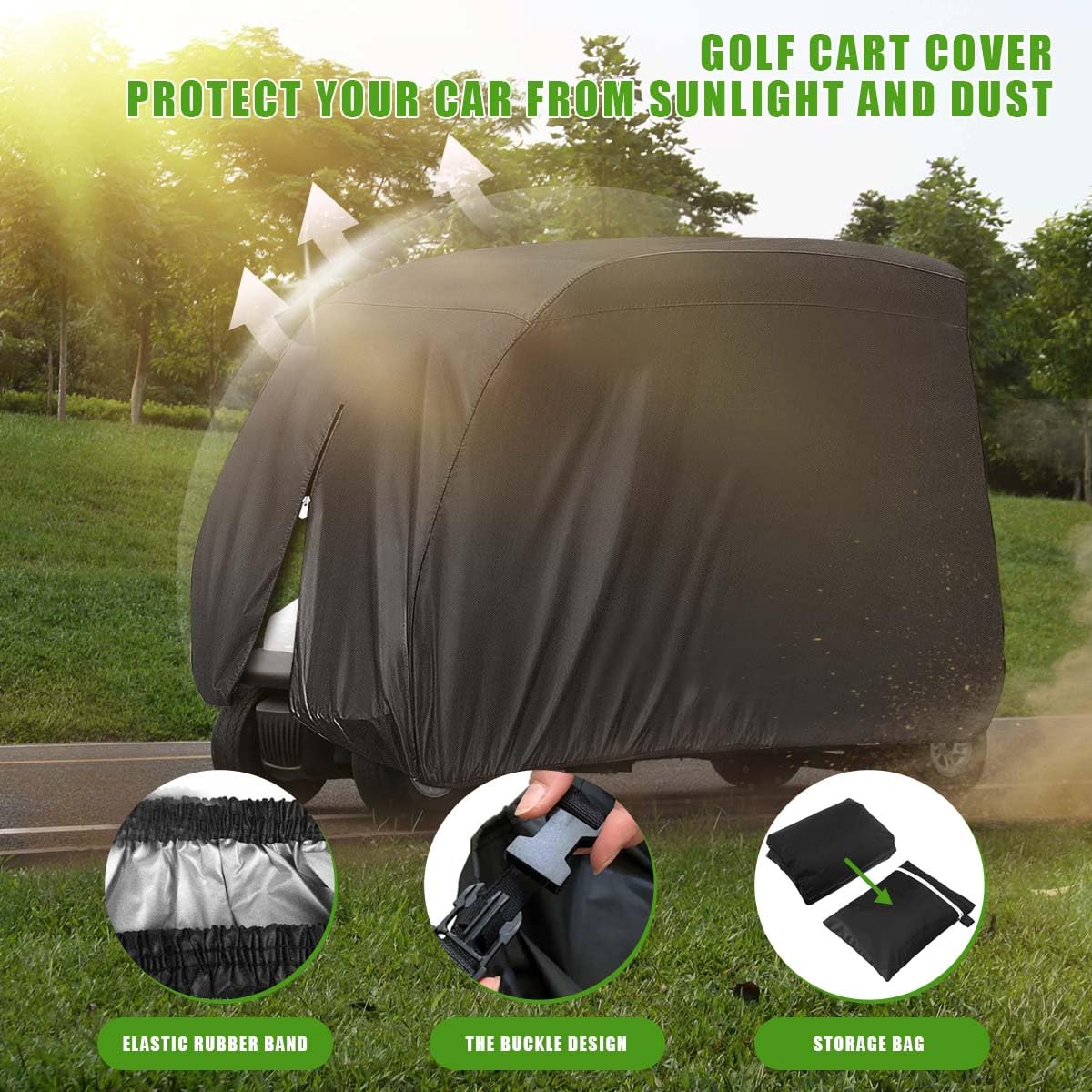 KISEER easy-clean golf cart cover folds for compact storage