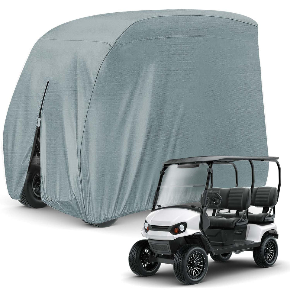 KISEER golf cart cover protects extended-roof carts from rain.