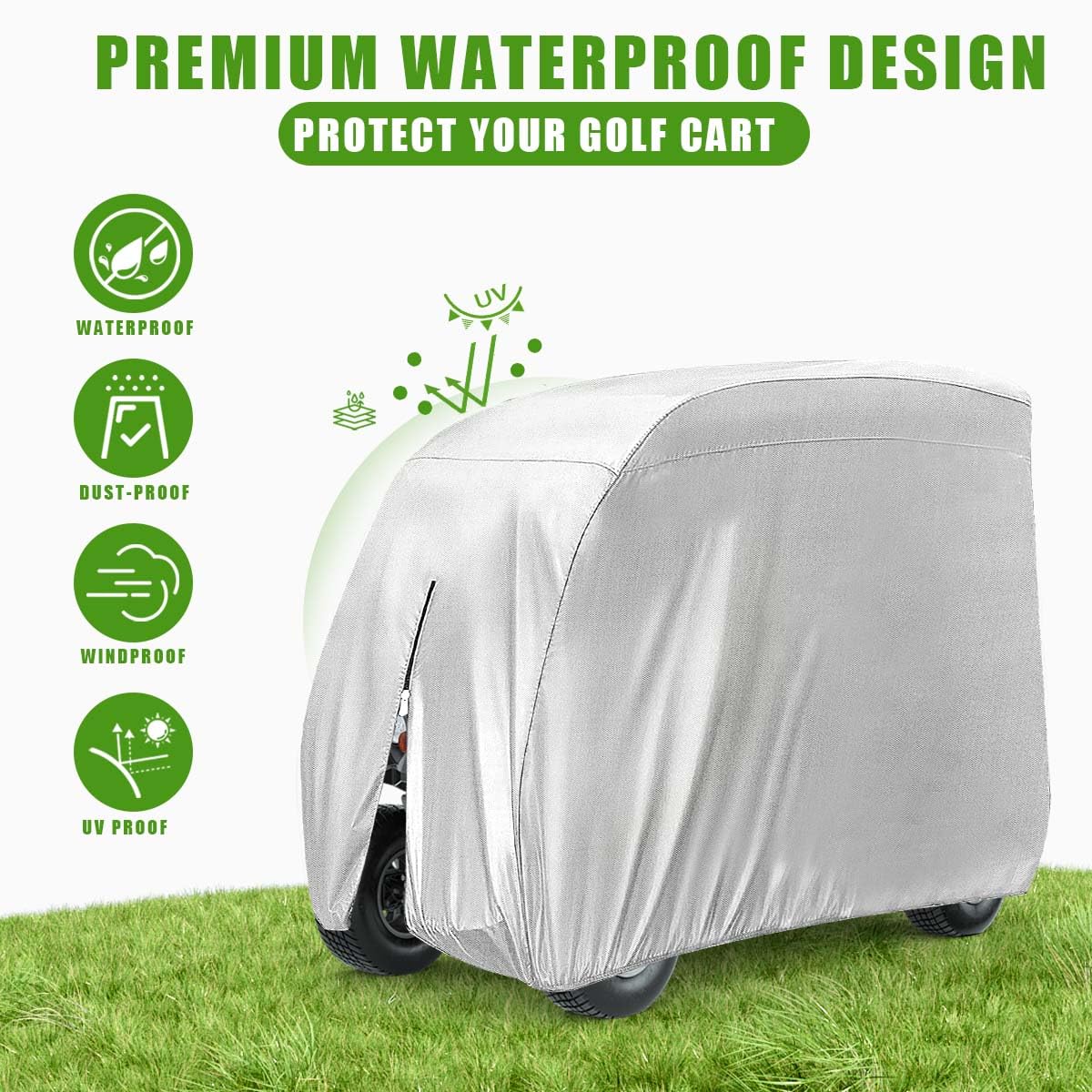 KISEER 108-inch cart cover fits extended roofs and two rear seats