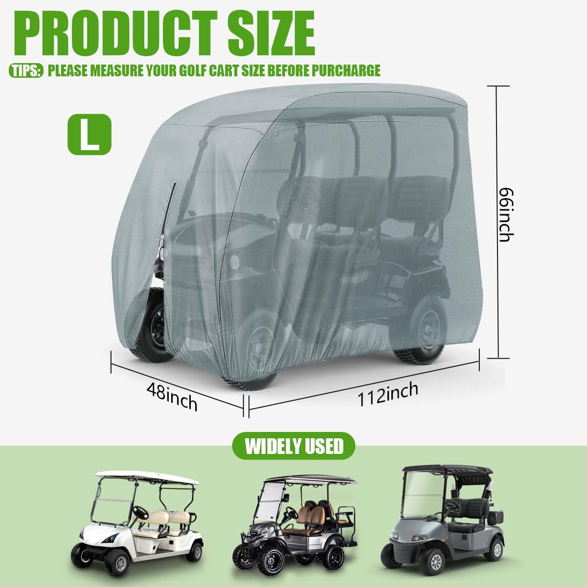 KISEER 112-inch cover fits EZGO, Club Car and Yamaha models.