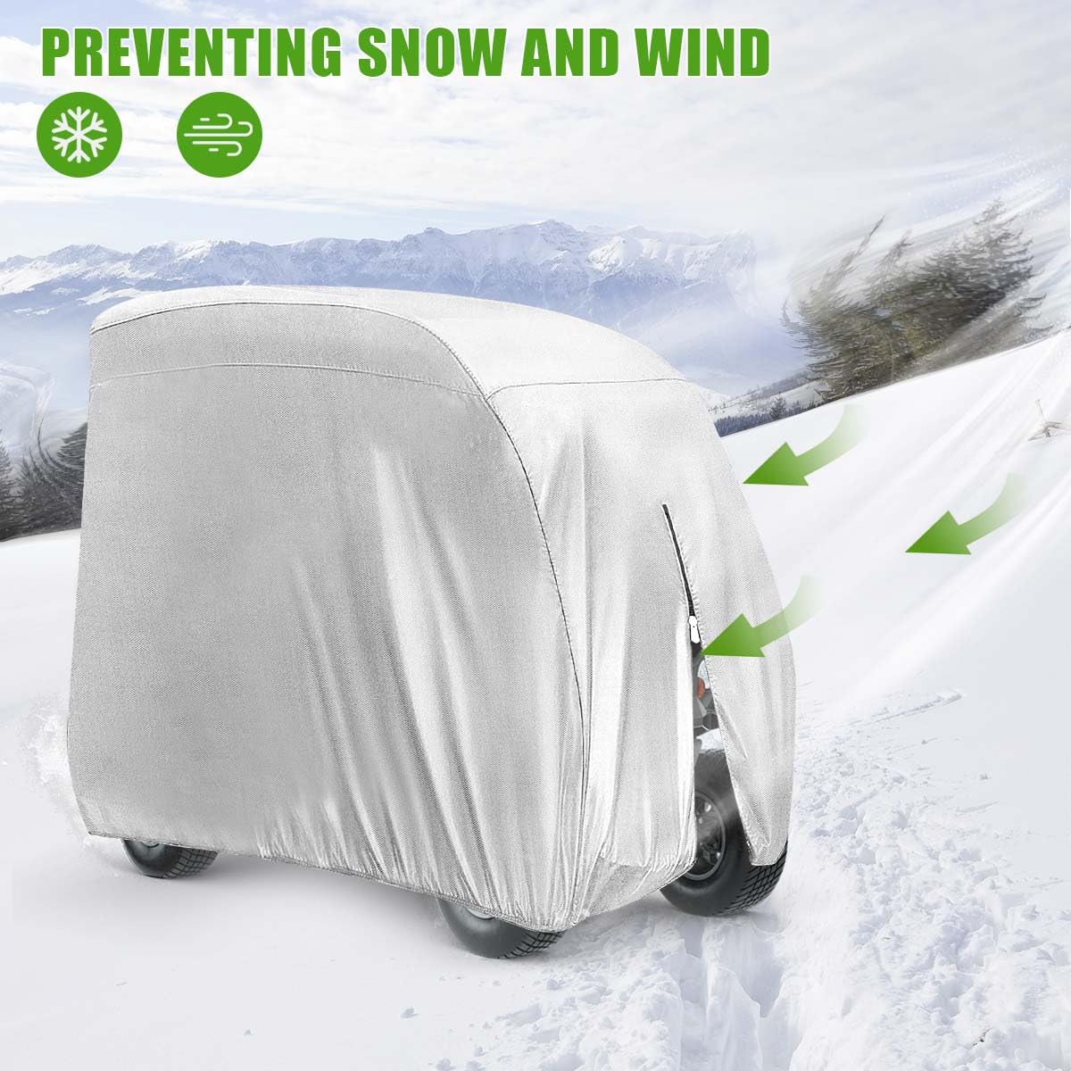 KISEER golf cart cover folds compactly for convenient storage