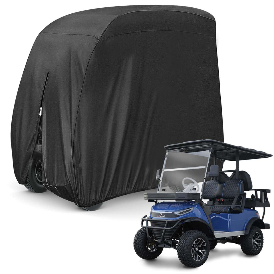 KISEER 95-inch golf cart cover protecting EZGO from rain and UV exposure.