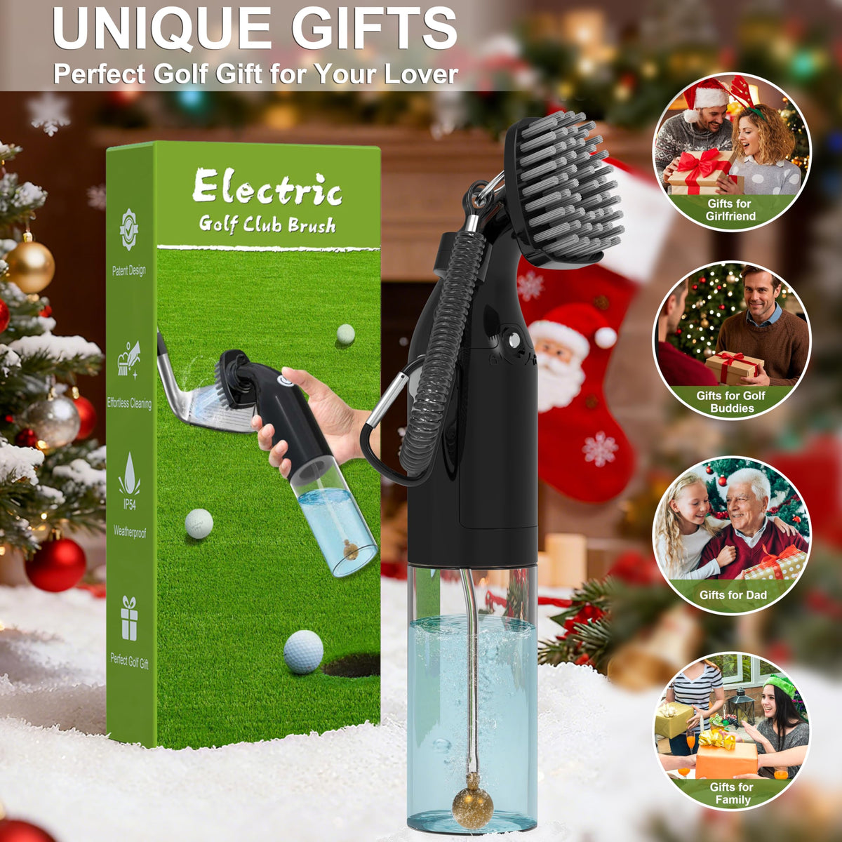 Kiss Core magnetic clip secures the brush on a golf bag