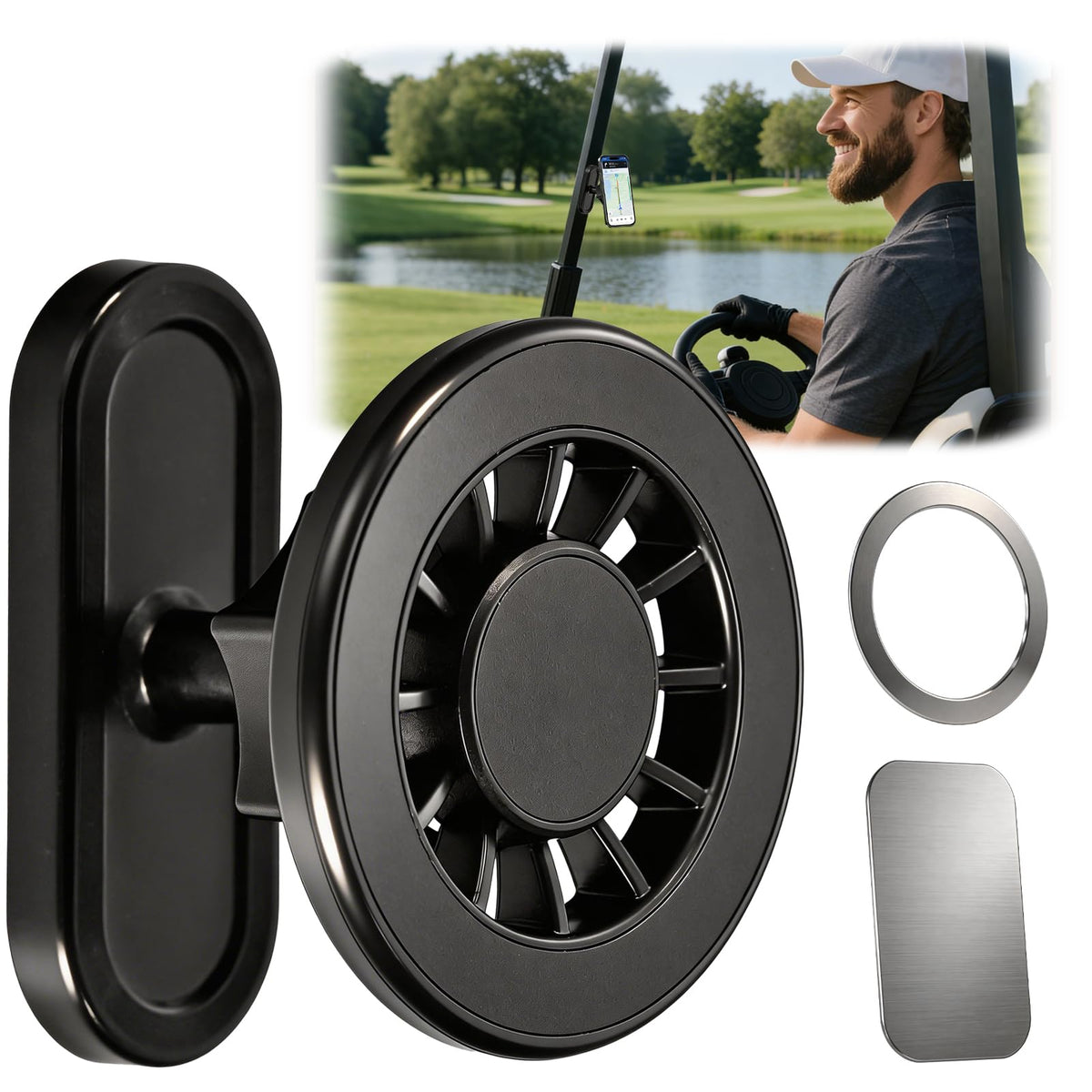 Kithouse magnetic golf cart holder with eight magnets securely gripping your phone