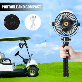 Kittmip golf cart fan 360 pivot enables directing airflow precisely.