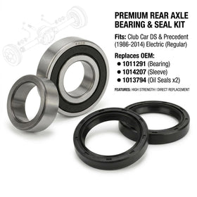 Klanata axle bearing kit parts laid out for inspection.