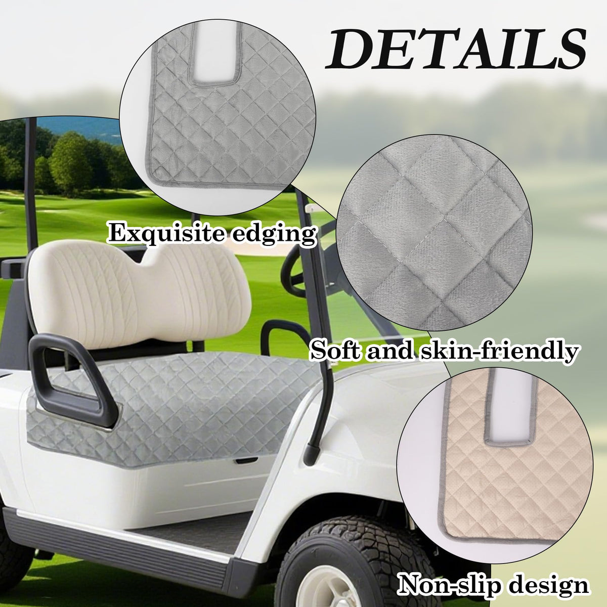 Klmnop seat cover with non-slip back to prevent slipping during rides.