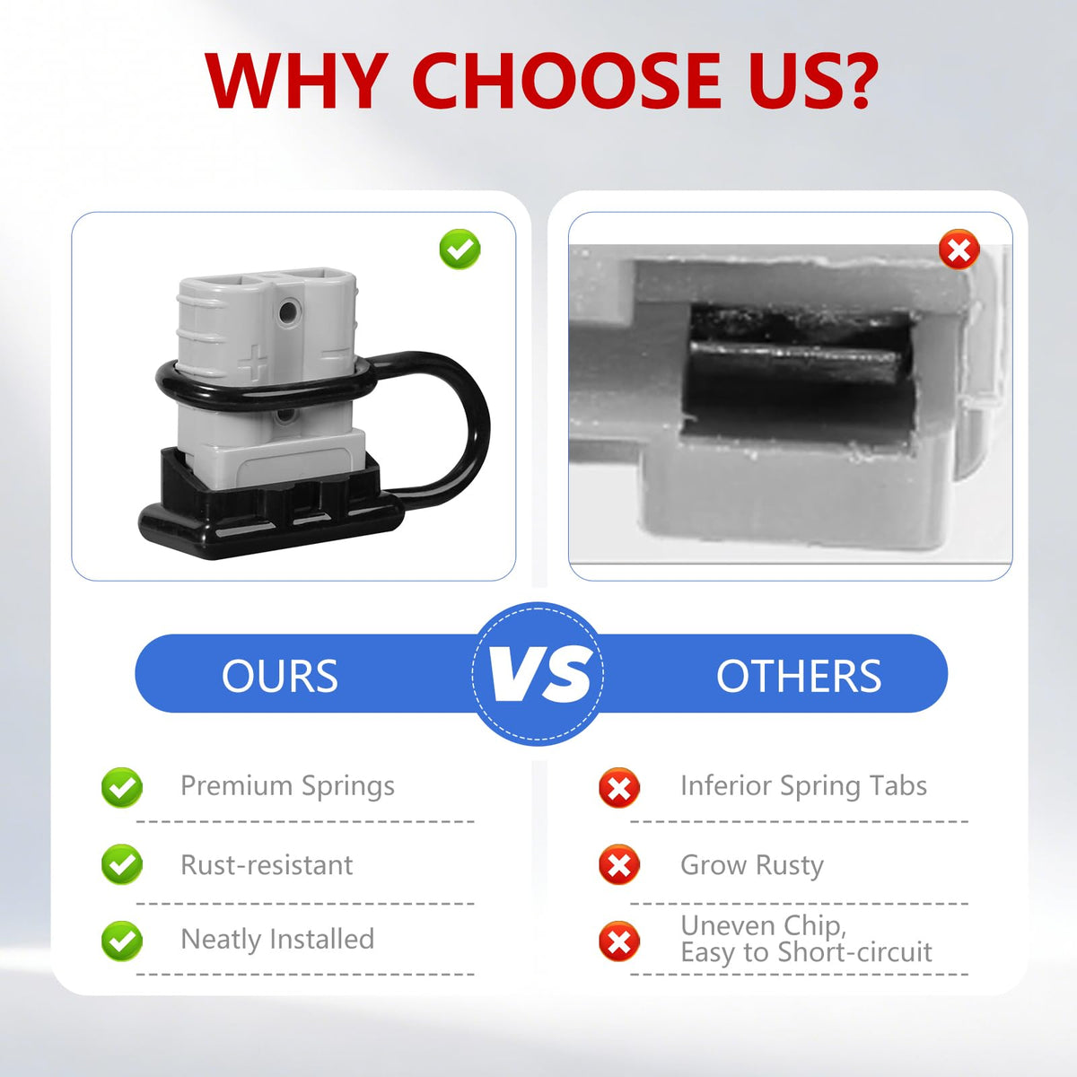 Klypto connectors use silver-plated copper terminals for excellent conductivity.
