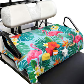 Klyyo Clyro golf seat cover with flamingo design adds style and protection.