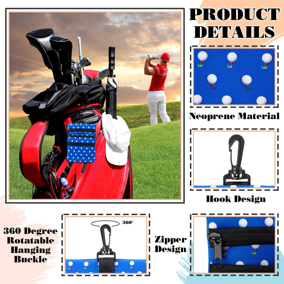 Klyyo Clyro golf bag pattern D with 360° lobster clip