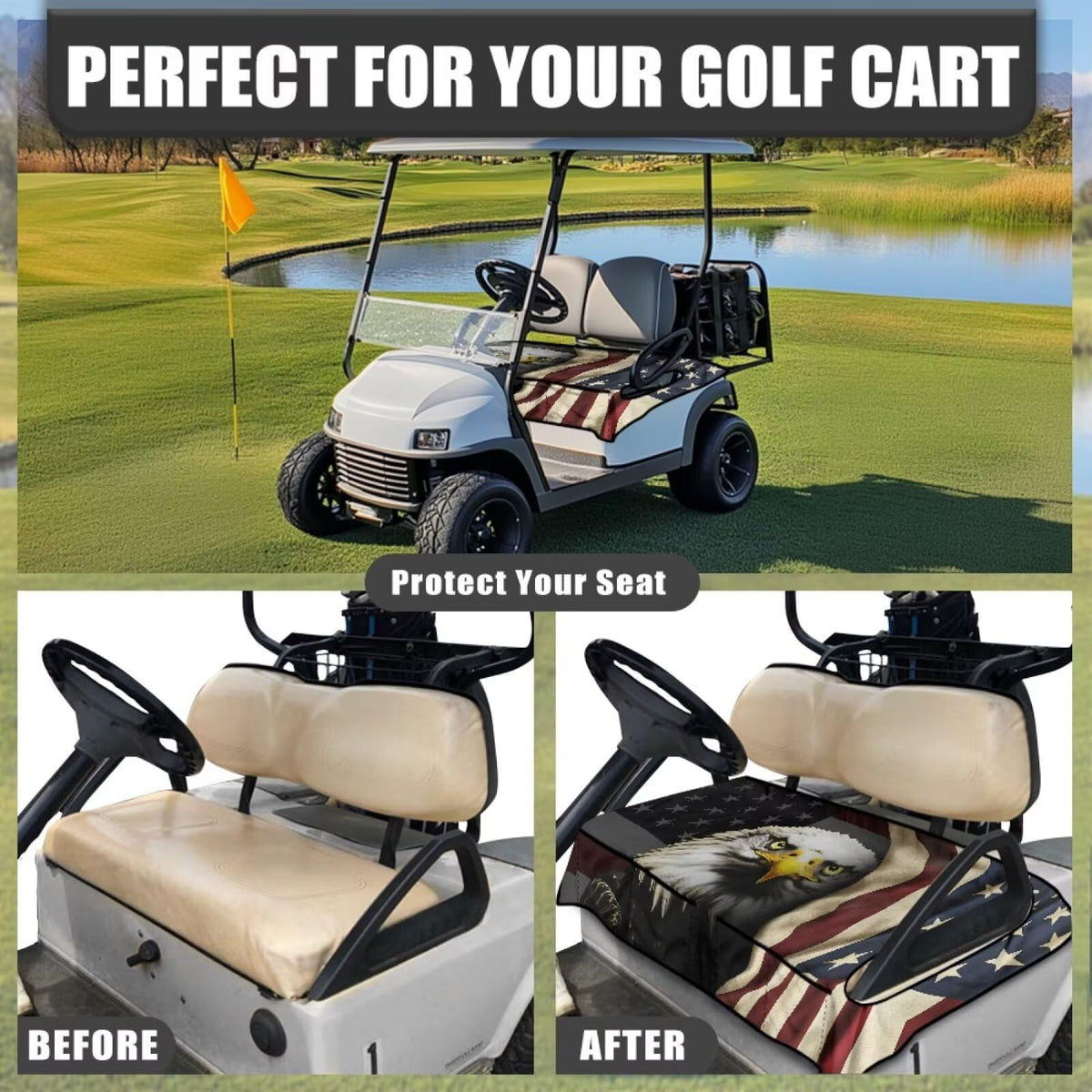 Knextrepoy universal-fit seat cover for two-seat golf carts