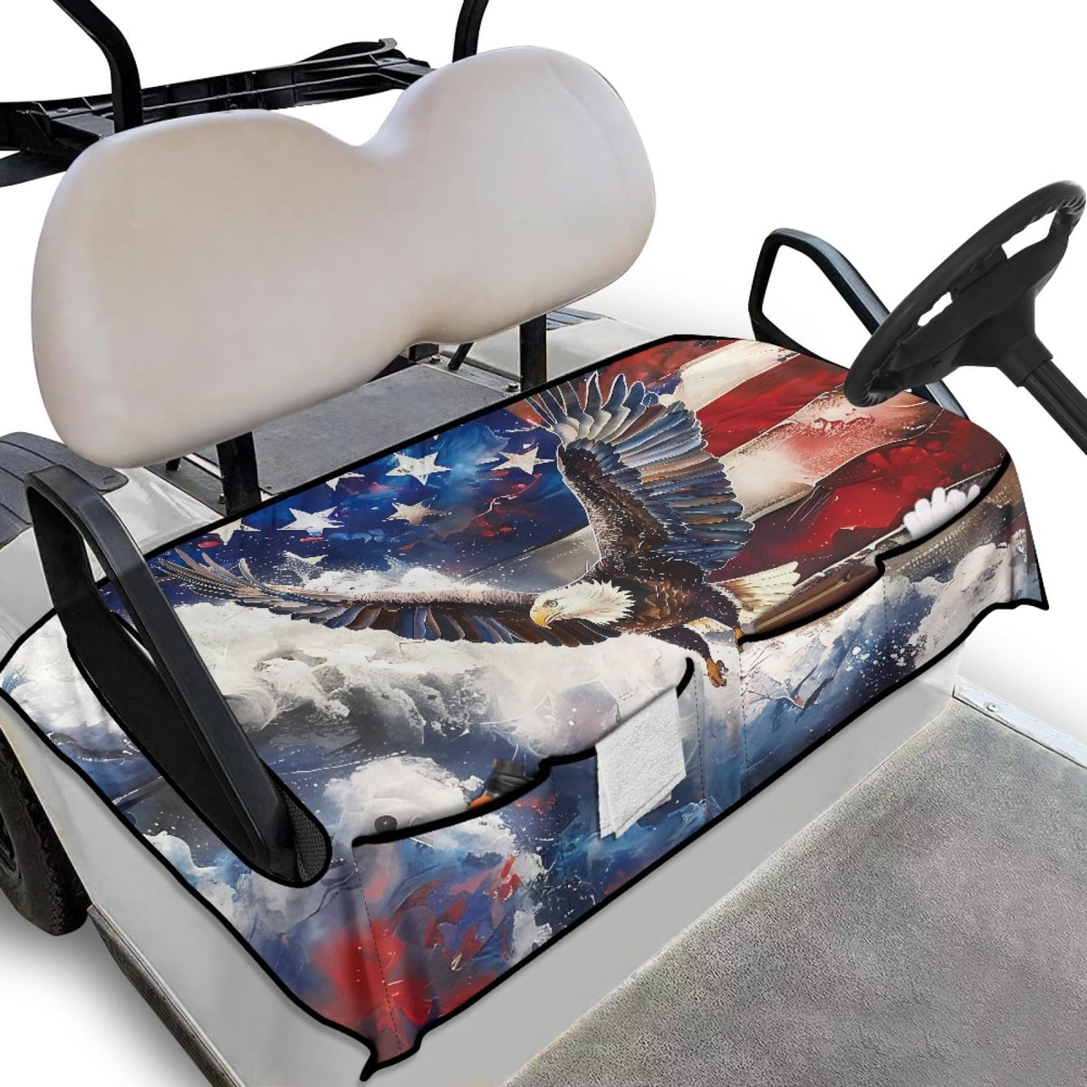 Knextrepoy American flag seat cover for two seats protects upholstery and adds style