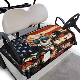 Knextrepoy American Flag golf cart seat cover on a cart seat for outdoor use with secure fit