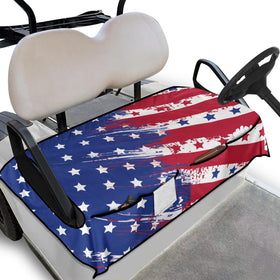 Knextrepoy American Flag golf cart seat cover shown on a cart seat with patriotic styling and protection.