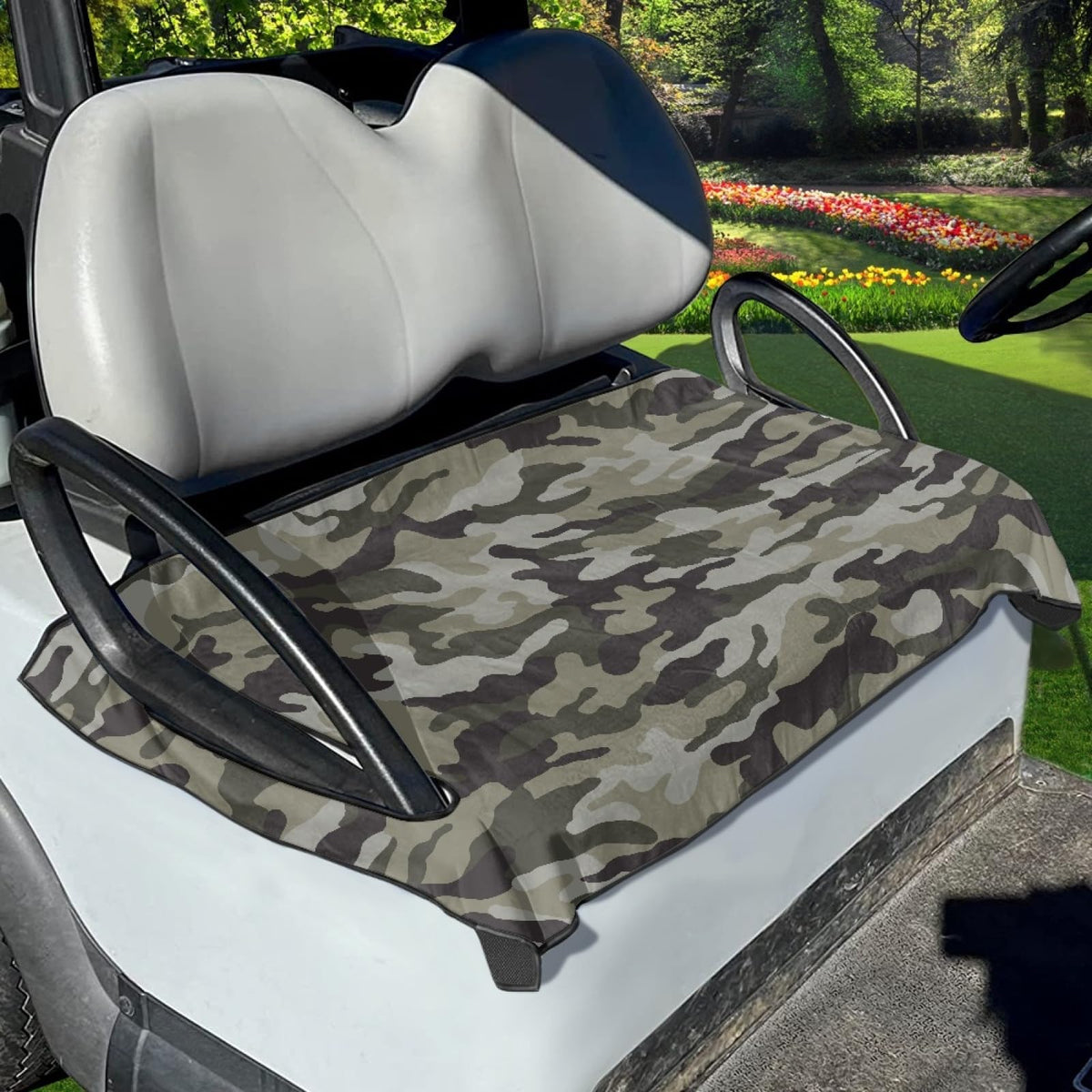 Knextrepoy army green camo seat cover for two seats, warm and protective.