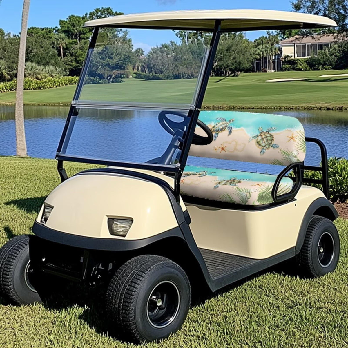 Knextrepoy Beach Turtle bench seat cover shields the bench from sweat and wear.