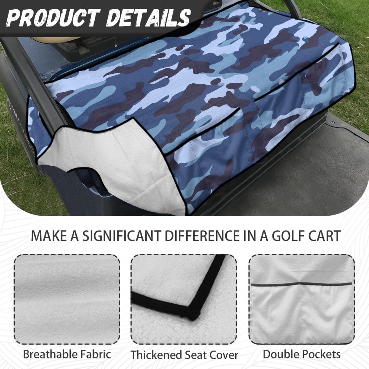 Universal fit for most two-person golf carts with armrests.