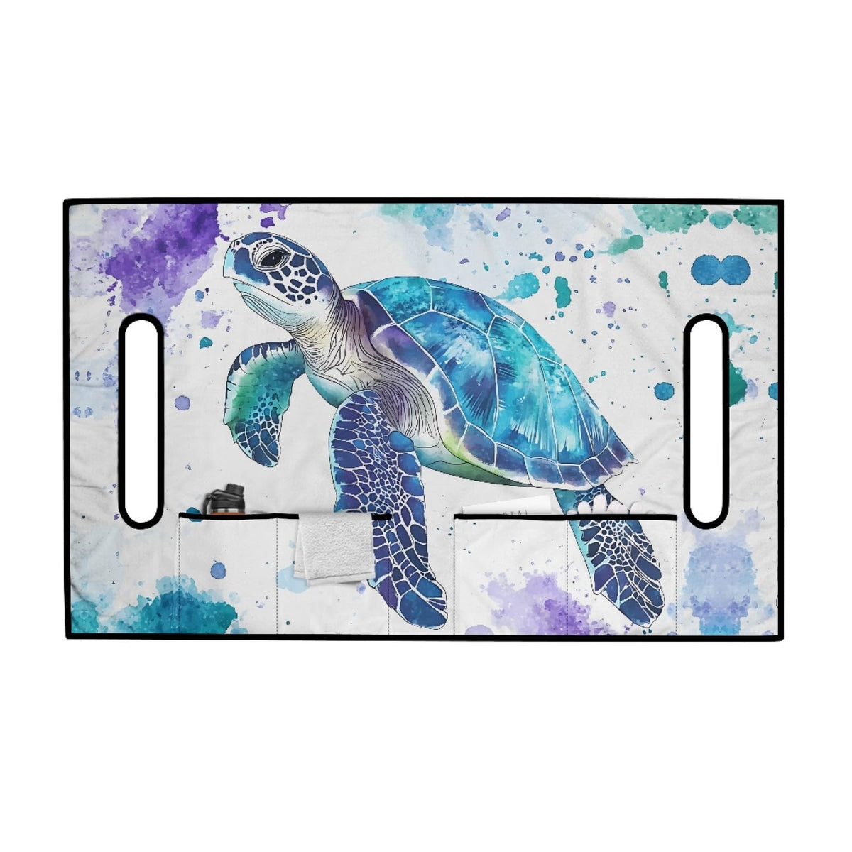 Knextrepoy Blue Sea Turtle seat cover with four front pockets for easy organization
