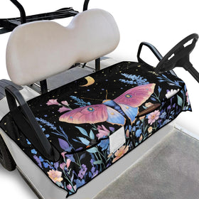 Knextrepoy butterfly seat cover with flowers and front pockets for golf carts.