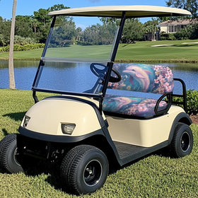 Knextrepoy backrest cover with cherry blossom pattern protecting the seat area