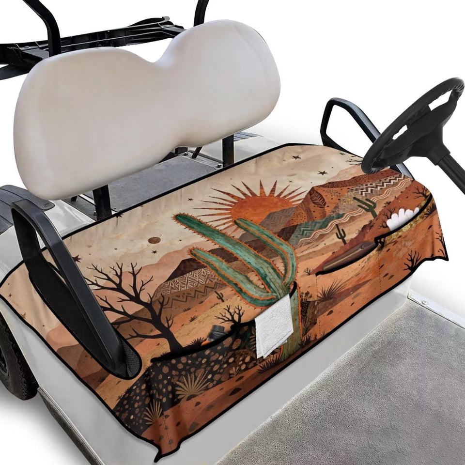 Knextrepoy desert cactus seat cover for 2-seat golf carts keeps seats clean and protects from wear.