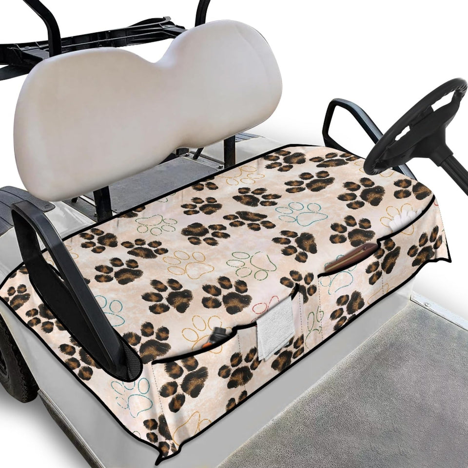 Knextrepoy dog paw golf cart seat cover on the front seat, snug and secure.