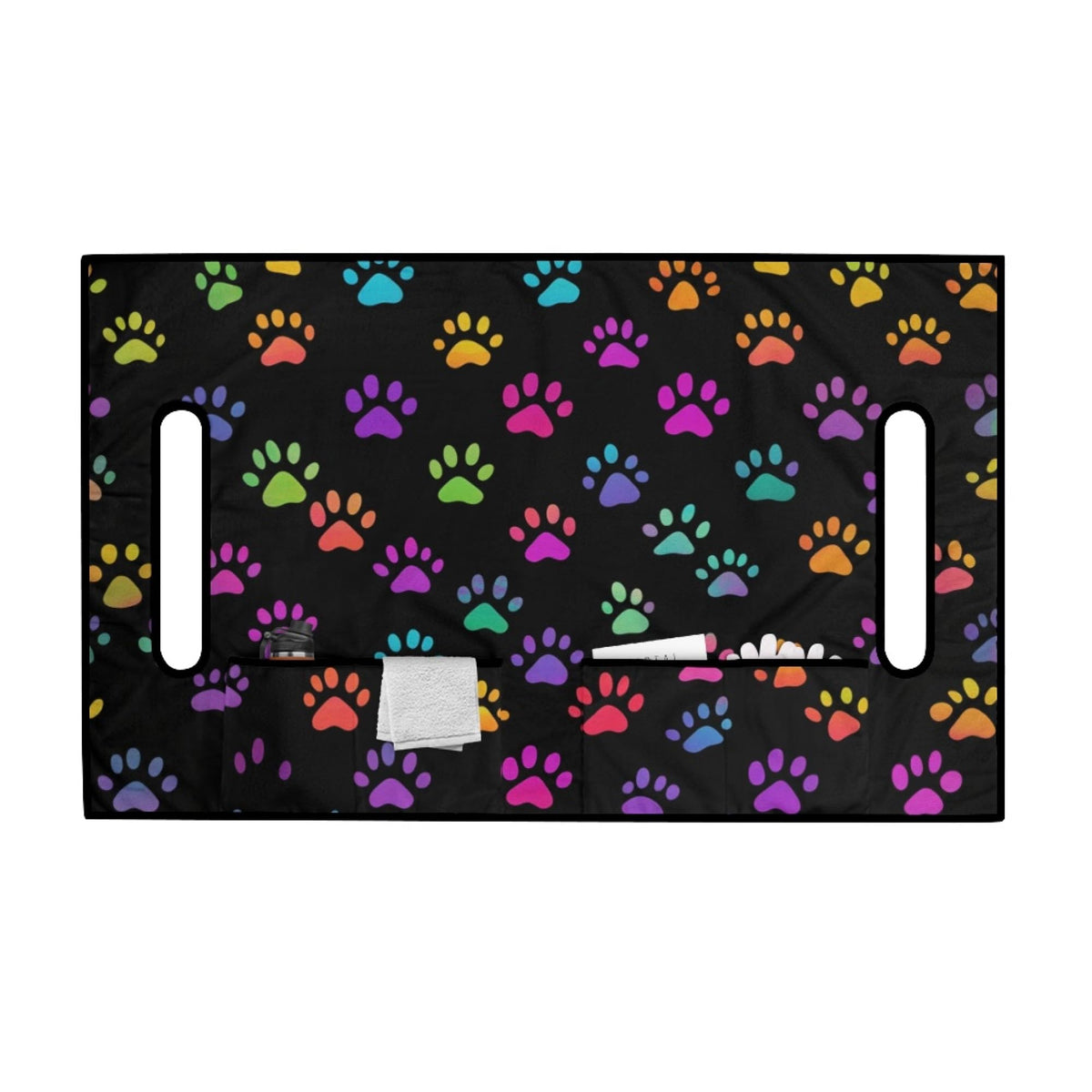 Knextrepoy dog paw print golf cart seat cover rear view showing secure underside.