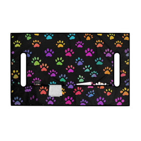 Knextrepoy dog paw print golf cart seat cover rear view showing secure underside.