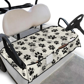 Knextrepoy dog paw print seat cover on a golf cart seat protects clean surfaces