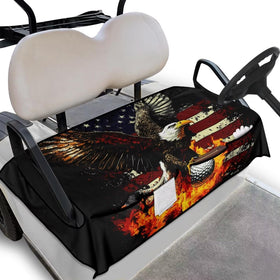 Knextrepoy Eagle seat cover front view shows universal fit and breathable fabric.
