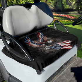 Knextrepoy Eagle seat covers for two seats provide a secure fit on a golf cart.