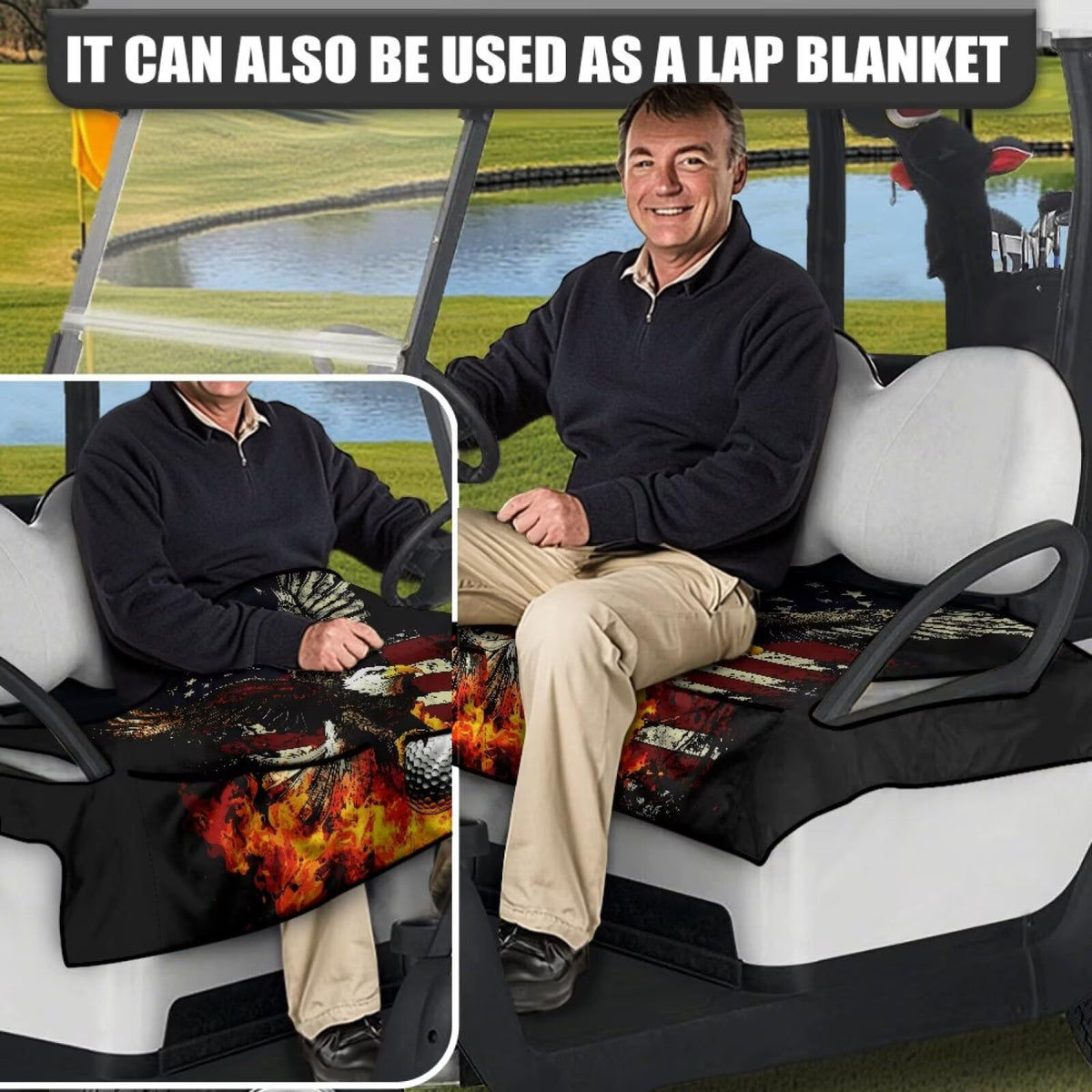 Knextrepoy Eagle seat cover with 4 pockets keeps essentials organized.