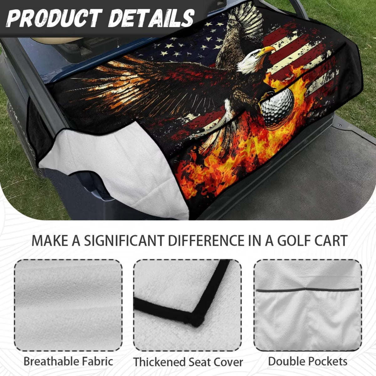 Knextrepoy Eagle universal size fits most two-person golf carts.