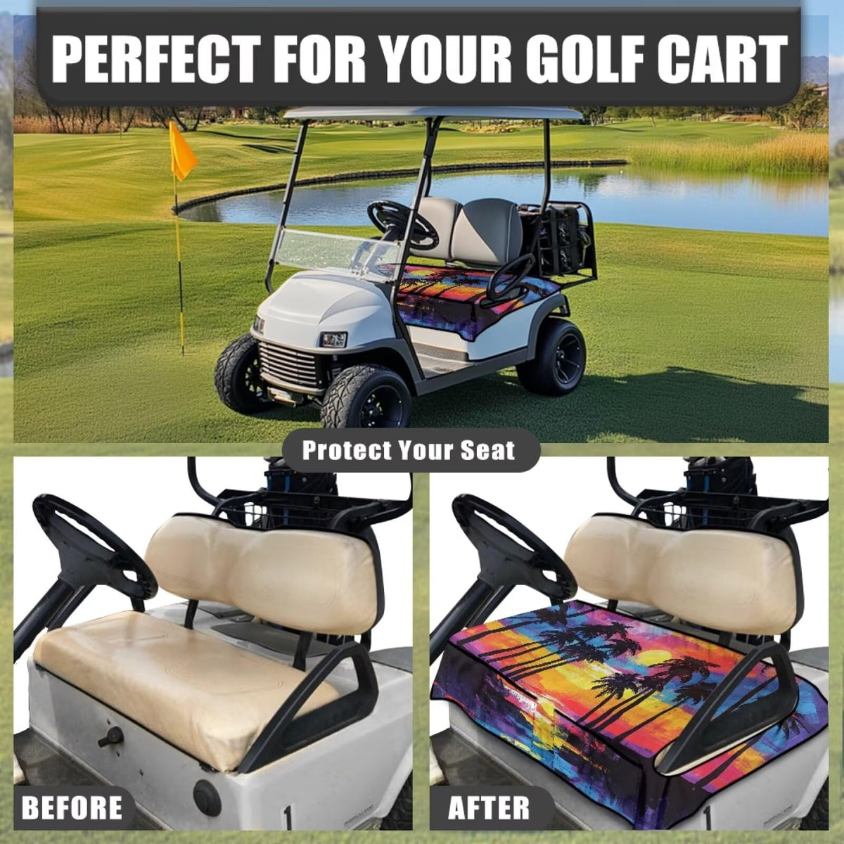 Knextrepoy golf cart blanket with pockets keeps sunglasses, towel, and gloves handy.