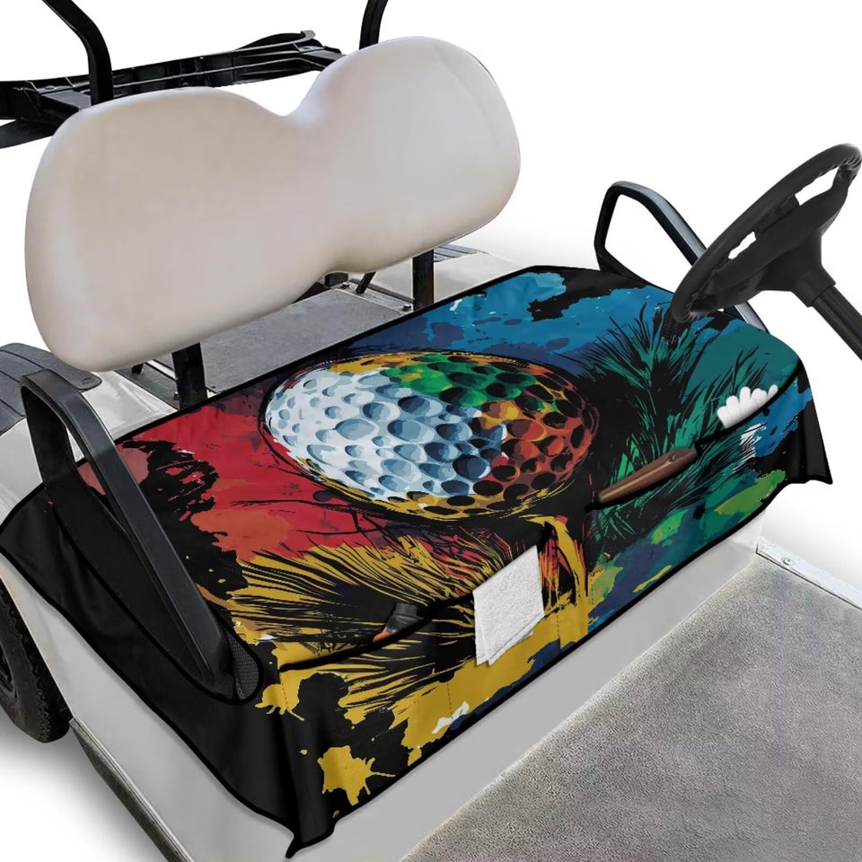 Knextrepoy golf cart seat cover showing 2-seat fit for universal carts