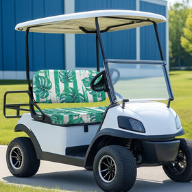 Knextrepoy golf cart seat cover closeup shows quality stitching and soft fabric.