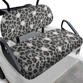 Knextrepoy golf cart seat cover bench with gray leopard print protects seats during rides.