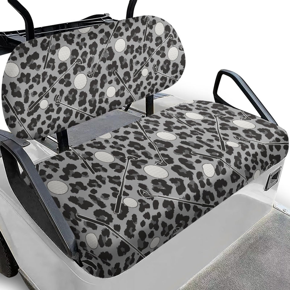 Knextrepoy golf cart seat cover bench with gray leopard print protects seats during rides.