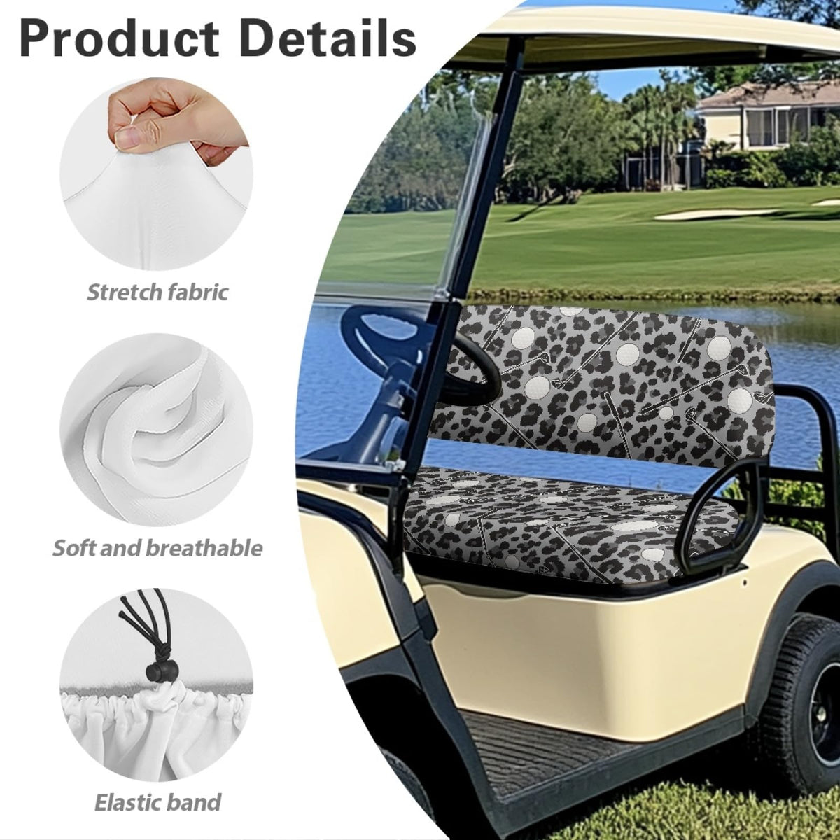Knextrepoy stylish leopard print gift-ready golf cart seat cover.