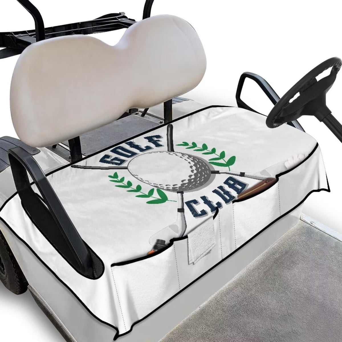 Knextrepoy golf cart seat cover with storage bag showing organized front pockets