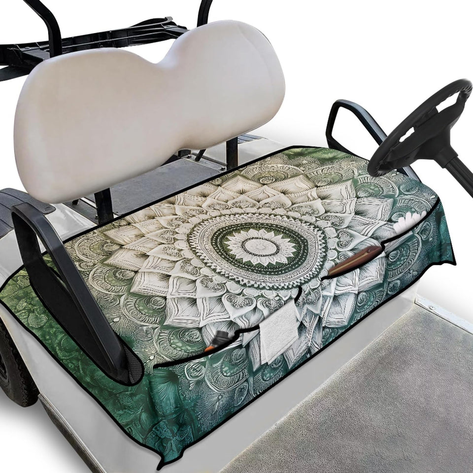 Knextrepoy Green Boho Flowers seat cover with breathable fabric for comfort on rides