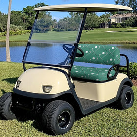 Knextrepoy green golf ball bench cover fits snugly for a refreshed cart.
