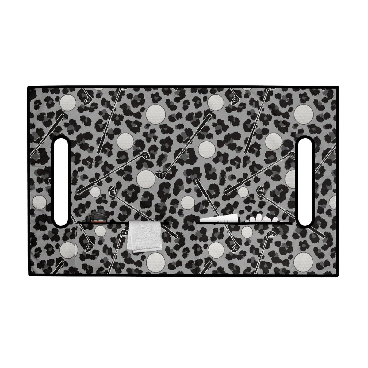 Knextrepoy leopard print seat cover with storage pockets for sunglasses and towels