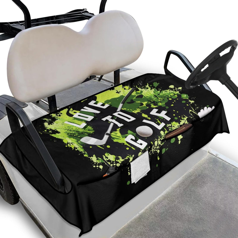 Knextrepoy Love to Golf seat cover green front view, secure and comfy seating.