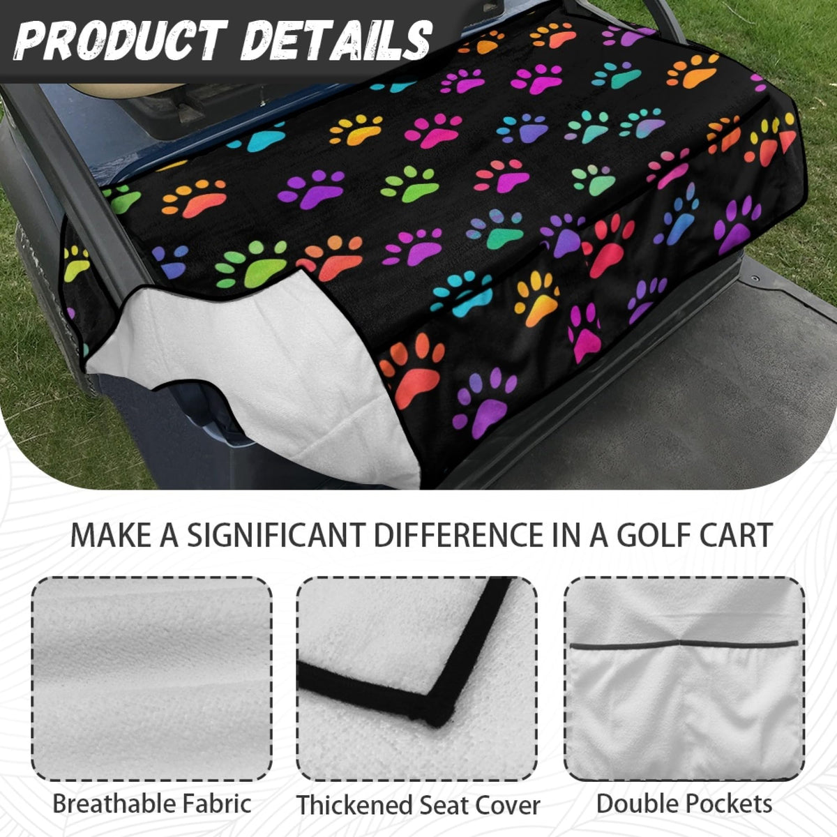Knextrepoy seat cover with non-slip underside helps stay in place.