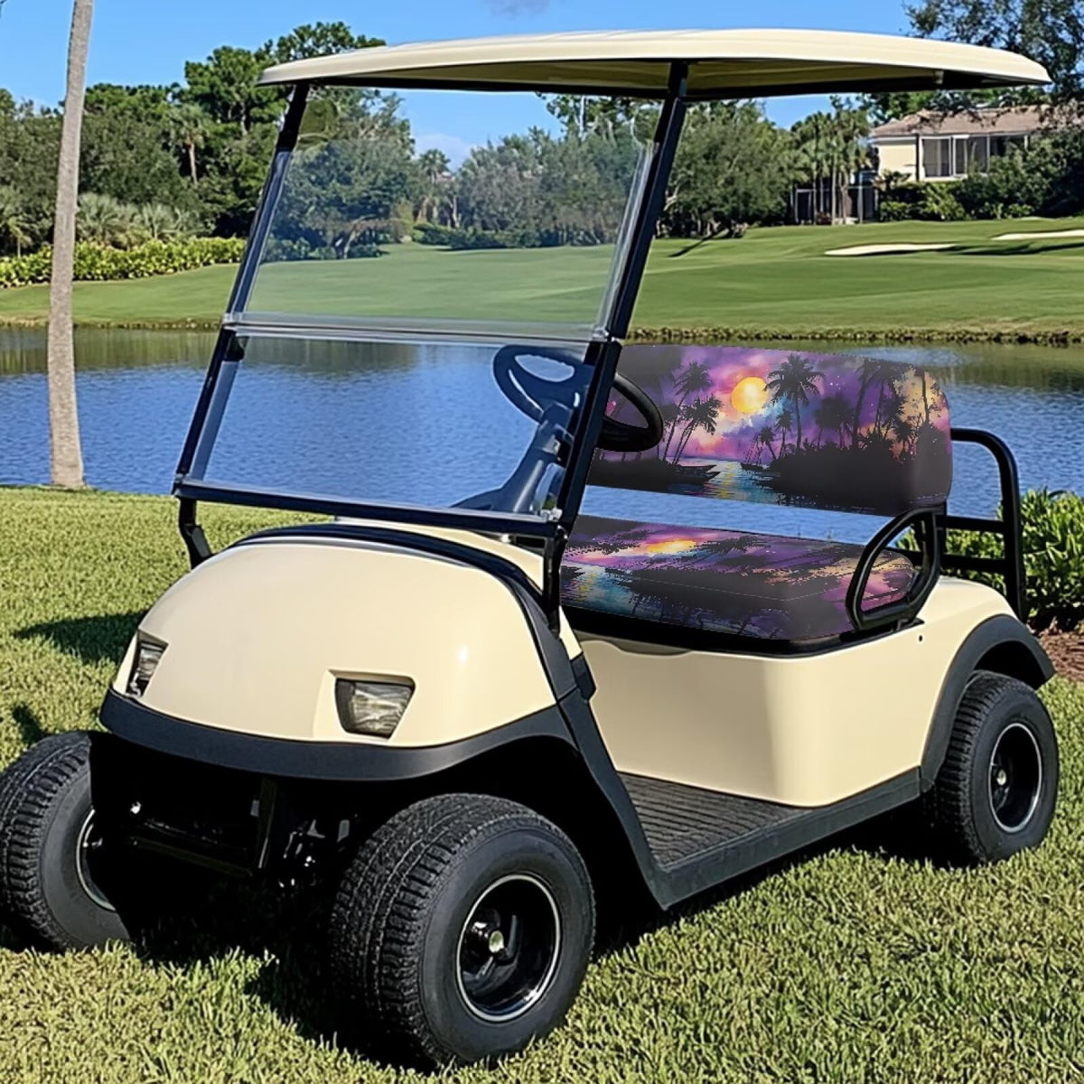 Knextrepoy Palm Tree Moon backrest seat cover on cart seat