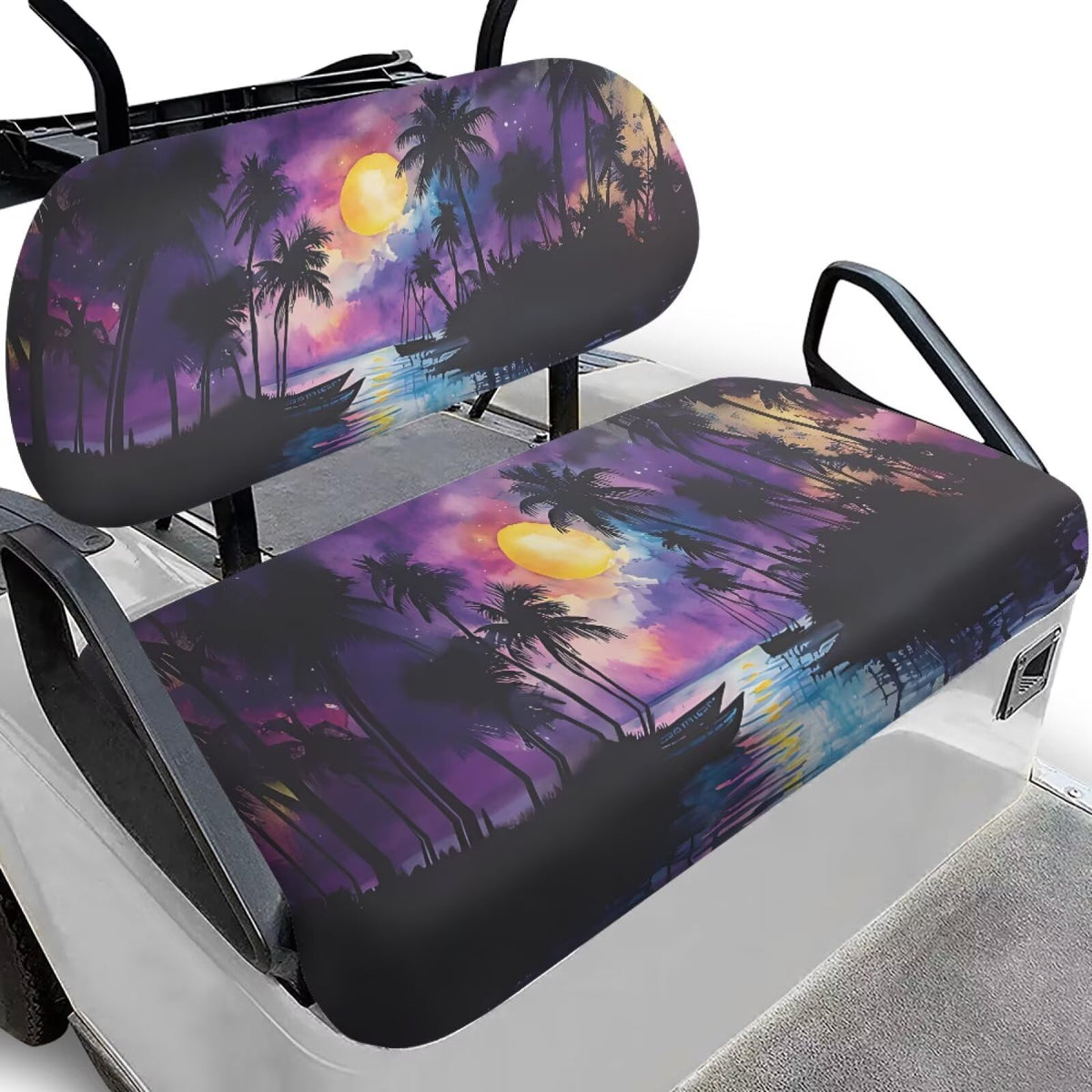 Knextrepoy Palm Tree Moon golf seat cover front view showing durable protection