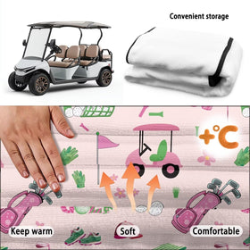 Knextrepoy pink seat cover on a 2-person cart for full-seat coverage
