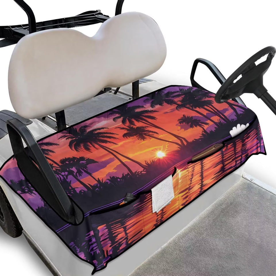 Knextrepoy purple palm tree front-seat cover keeps the seat clean and comfortable.