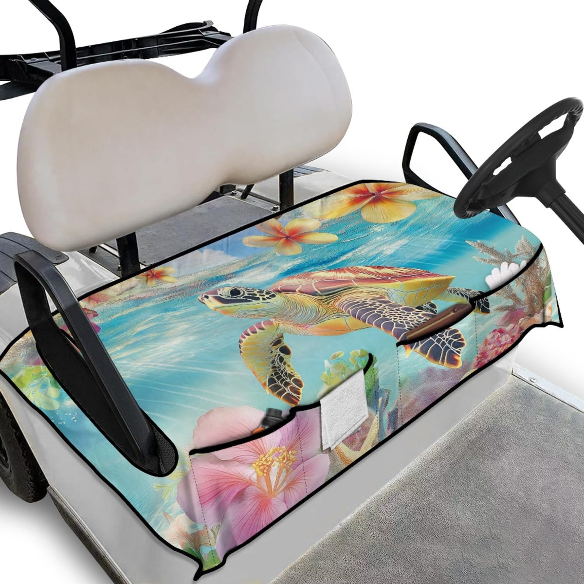 Knextrepoy Sea Turtle Seat Cover for 2 Seats protects golf cart seats